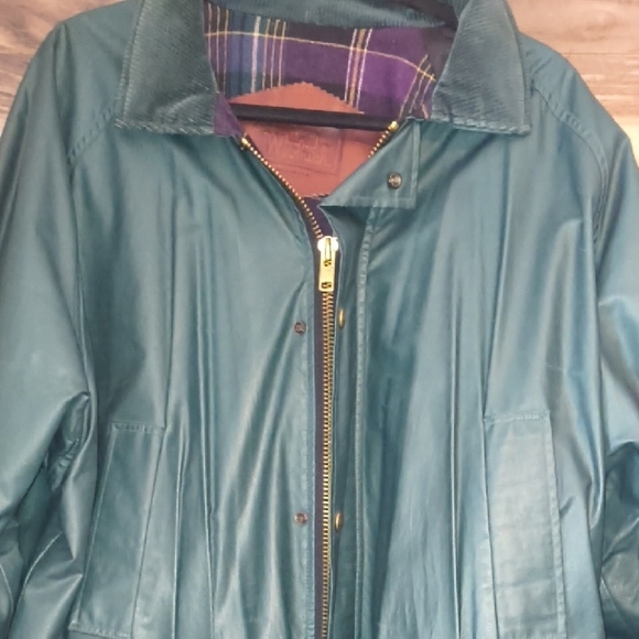 Vintage Woolrich Waxed Parka Barn Jacket Green Plaid Lined XL USA Made - Picture 5 of 9